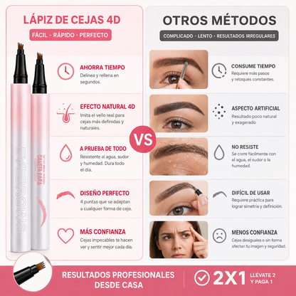 Lápiz de Cejas Impermeable 4 Puntas 2x1